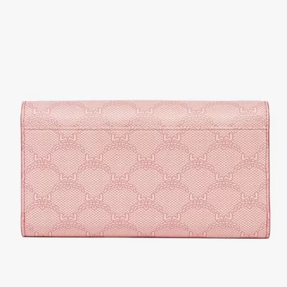 MCM Lauretos Monogram Himmel Crossbody Clutch Wallet Silver Pink Full Inc NWT - Picture 3 of 5